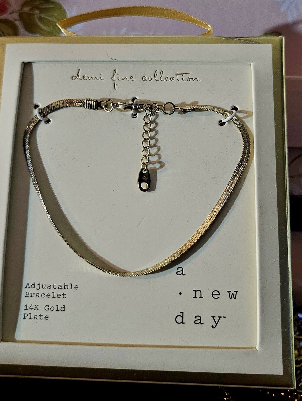 NIB A New Day Demi Fine 14K Gold Plated Herringbone Chain Bracelet